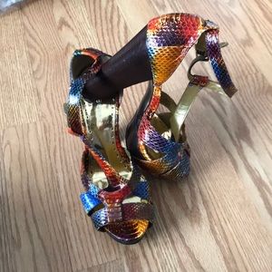 BCBG Girls Faux Snake Skin Rainbow Sandals